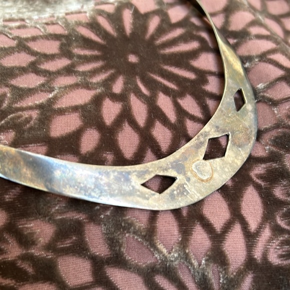 Sterling Silver Cut Out Choker Collar Necklace - Picture 4 of 14